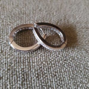 White Gold plated Sterling Silver CZ hoop Earrings
